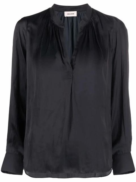 Zadig&Voltaire satin-finish V-neck blouse - Black - zdjęcie produktu nr 1
