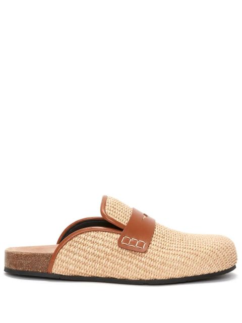 JW Anderson penny-slot raffia mules - Neutrals - zdjęcie produktu nr 1