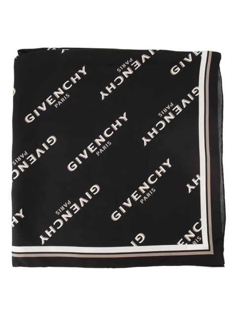 Givenchy logo-pattern silk scarf - Black