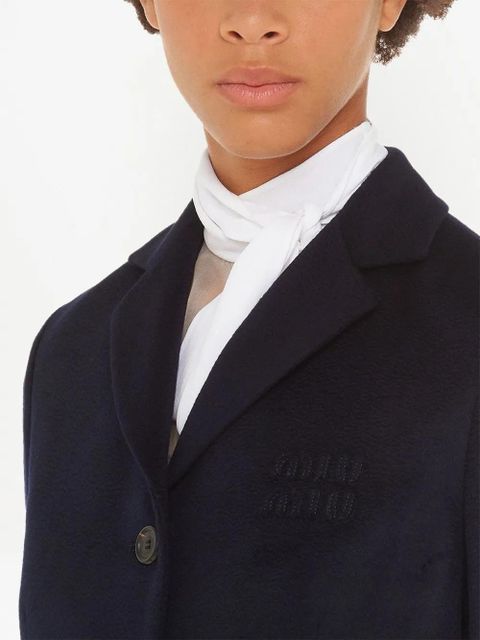 Miu Miu Single-Breasted Velour coat - Blue