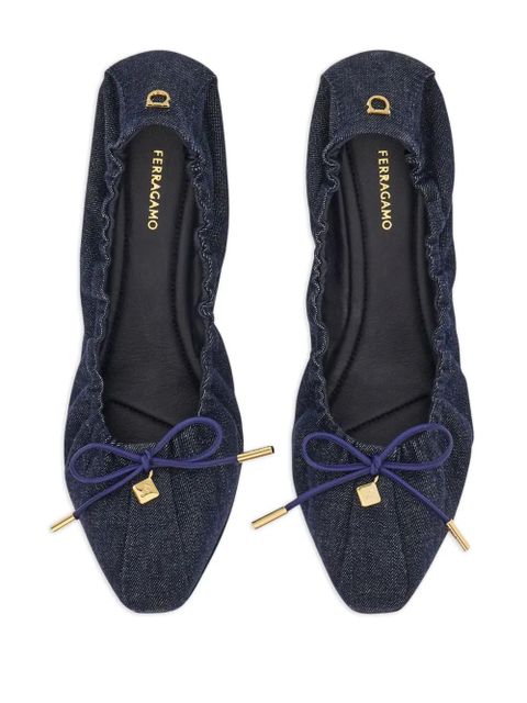 Ferragamo leather ballerina shoes - Blue