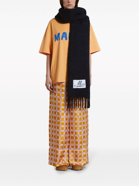 Marni logo-appliqué alpaca scarf - Blue