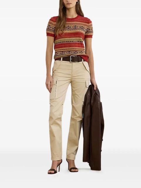 Lauren Ralph Lauren Geo-stripe short-sleeve sweater - Red