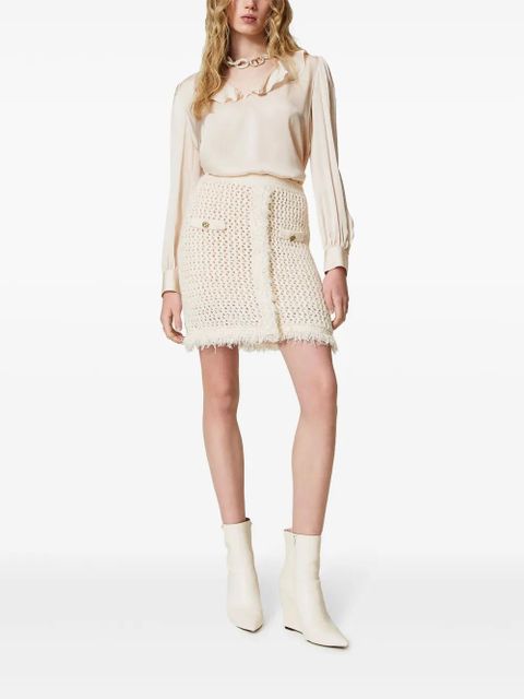 TWINSET mesh-knit miniskirt - White - zdjęcie produktu nr 2