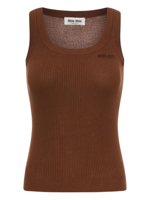 Miu Miu ribbed cotton top - Brown - zdjęcie produktu nr 1