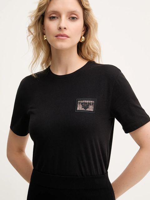 Twinset t-shirt bawełniany damski kolor czarny 252TP2051