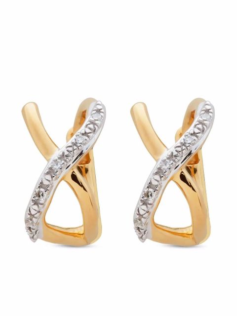 Monica Vinader Riva crossover diamond huggie earrings - Gold - zdjęcie produktu nr 1