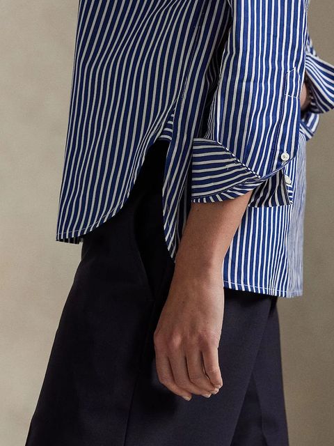 Polo Ralph Lauren koszula bawełniana damska kolor granatowy relaxed z kołnierzykiem klasycznym 211910743