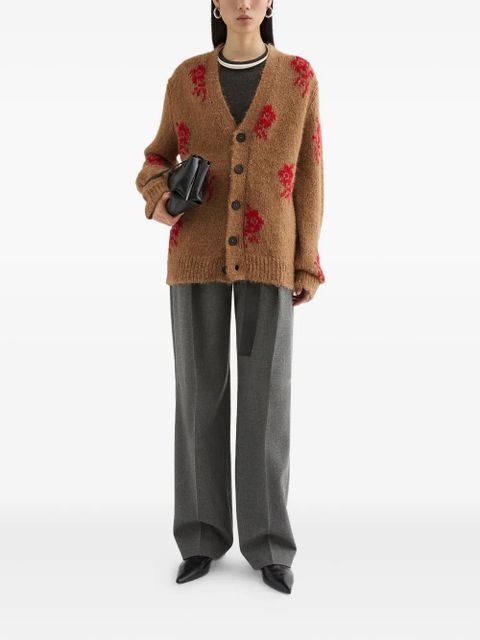 Jil Sander flower intarsia-knit cardigan - Brown - zdjęcie produktu nr 2