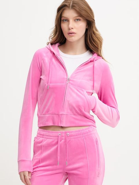 Juicy Couture bluza z kapturem damska welurowa MADISON COL OUT - zdjęcie produktu nr 2