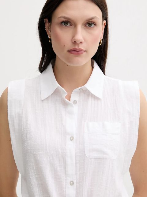 United Colors of Benetton koszula damska kolor biały regular z kołnierzykiem klasycznym 5ONVDQ0C1