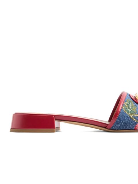 Valentino Garavani Cherryfic-embroidery VLogo-detailed sandals - Blue