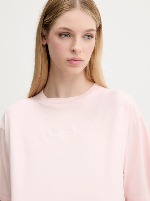 Guess Jeans t-shirt bawełniany damski kolor różowy W5YI25 K8HM0