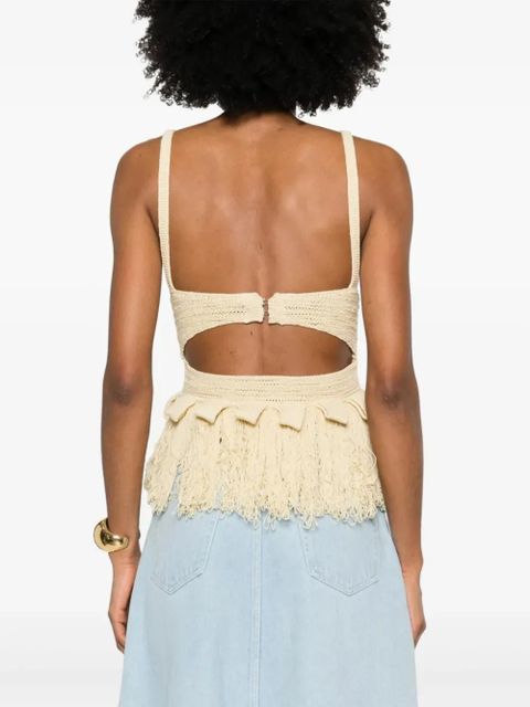 Nanushka fringed top - Yellow