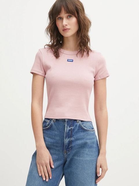 Hugo Blue t-shirt Baby Tee_B damski kolor różowy 50510749 - zdjęcie produktu nr 1