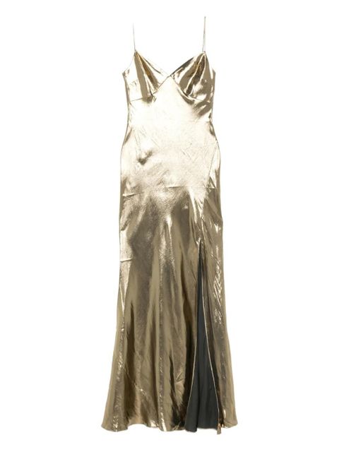 Self-Portrait metallic-effect maxi dress - Gold - zdjęcie produktu nr 1