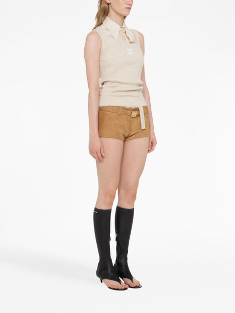 Miu Miu belted suede shorts - Neutrals