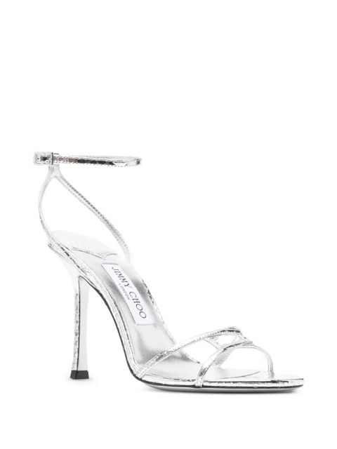 Jimmy Choo ankle-strap snakeskin-effect sandals - Silver - zdjęcie produktu nr 2