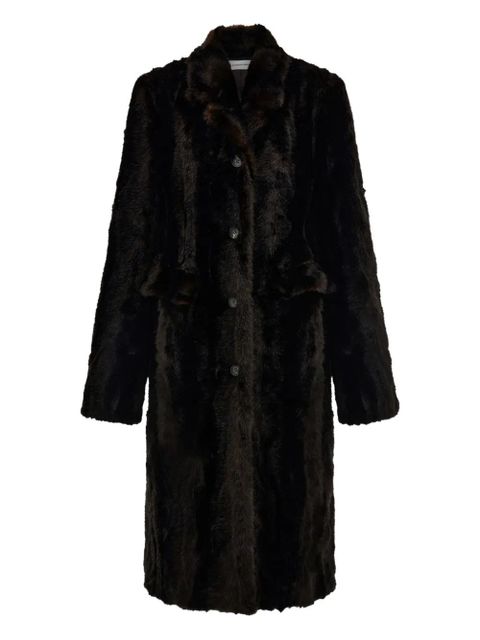Ferragamo mink-effect single-breasted coat - Brown - zdjęcie produktu nr 1