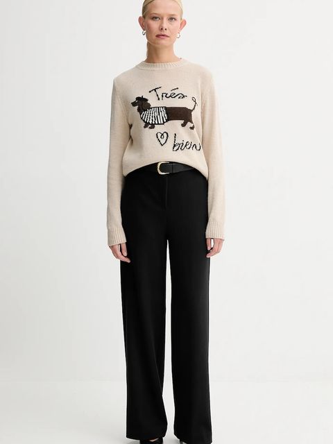 Weekend Max Mara spodnie ZELOTA damskie kolor czarny szerokie high waist 2525786012600 - zdjęcie produktu nr 2