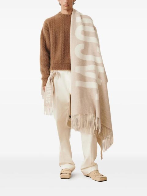 Jacquemus logo-jacquard wool scarf - Neutrals