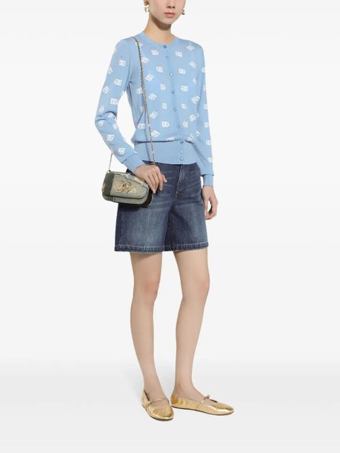 Dolce & Gabbana logo plaque patchwork denim cross body bag - Blue