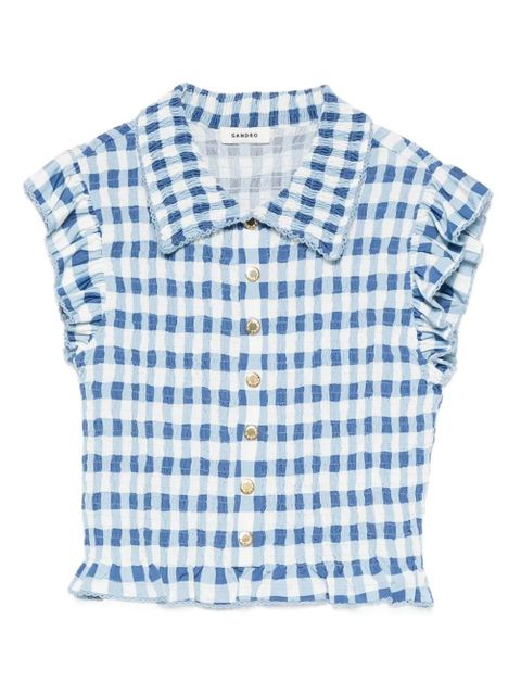 SANDRO ruffled gingham shirt - Blue - zdjęcie produktu nr 1
