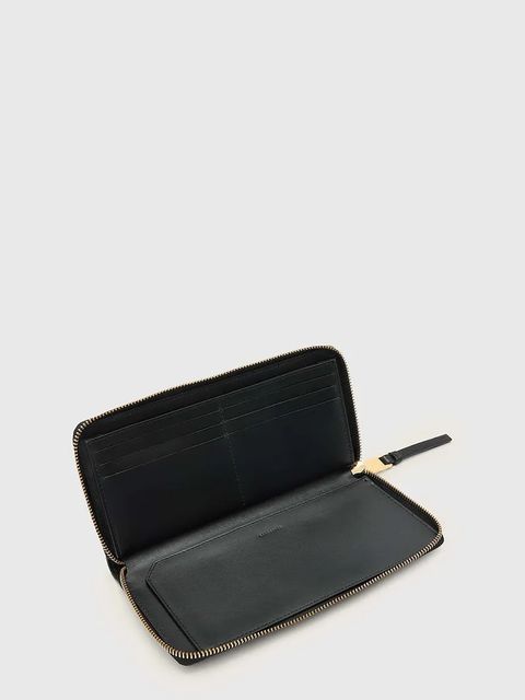 AllSaints portfel skórzany TRAVEL damski kolor czarny W277XD