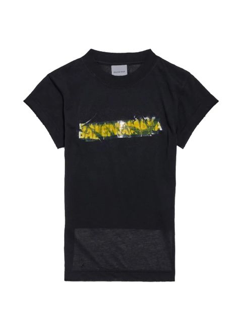 Balenciaga Messy Spray logo-print side-slit T-shirt - Black - zdjęcie produktu nr 1