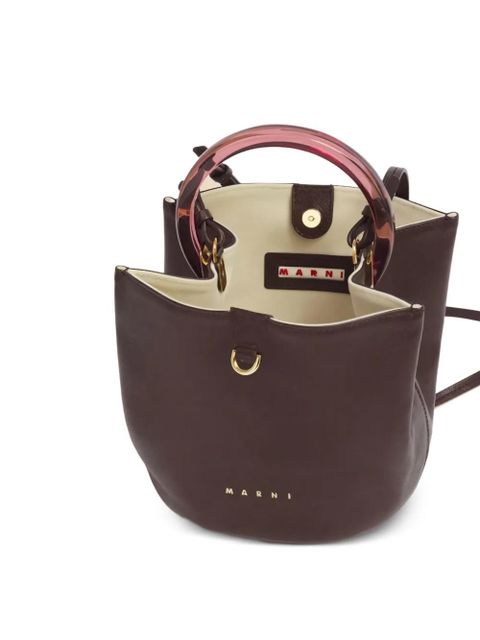Marni small Pannier ring-handle bucket bag - Brown