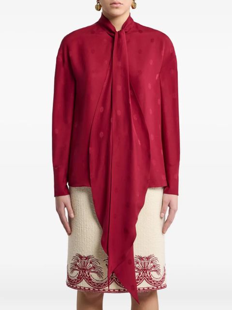 ETRO jacquard tie-neck blouse - Red - zdjęcie produktu nr 2