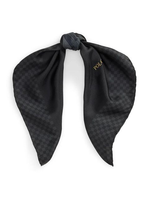 Polo Ralph Lauren chusta jedwabna damski kolor czarny wzorzysty 455P04667