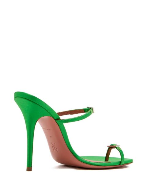 Amina Muaddi crystal-buckle satin sandals - Green