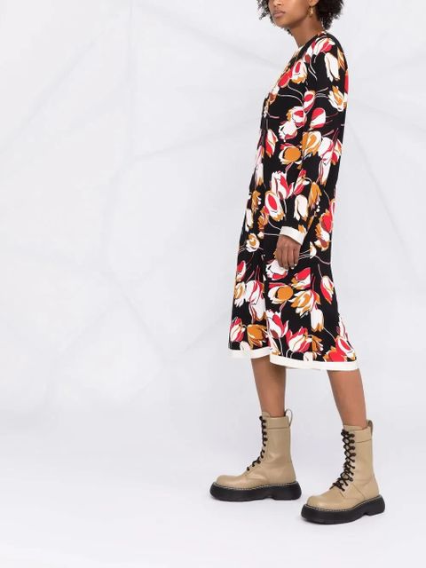 Marni abstract-print long-sleeve dress - Black - zdjęcie produktu nr 2