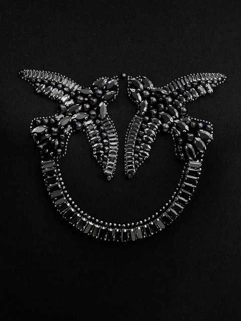 Pinko bluza bawełniana damska kolor czarny z aplikacją 100534 A2RO