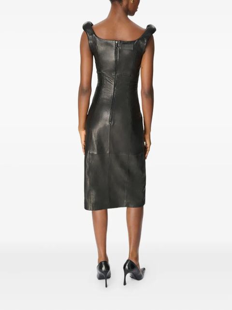 Marine Serre Glossy Moon leather midi dress - Black