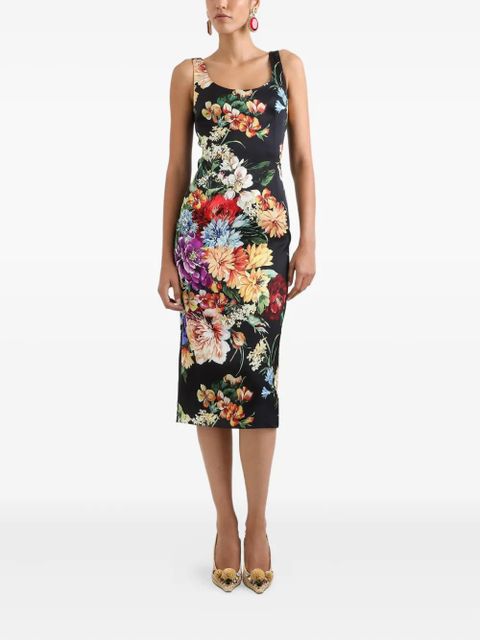 Dolce & Gabbana floral-print midi dress - Black - zdjęcie produktu nr 2
