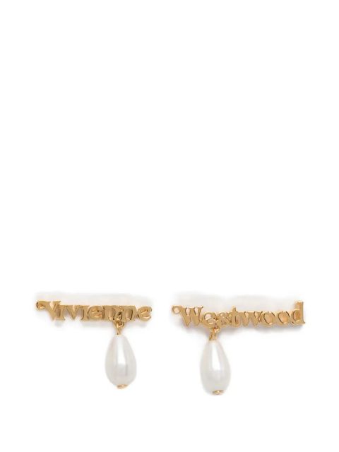 Vivienne Westwood Amelia logo-lettering earrings - Gold - zdjęcie produktu nr 1