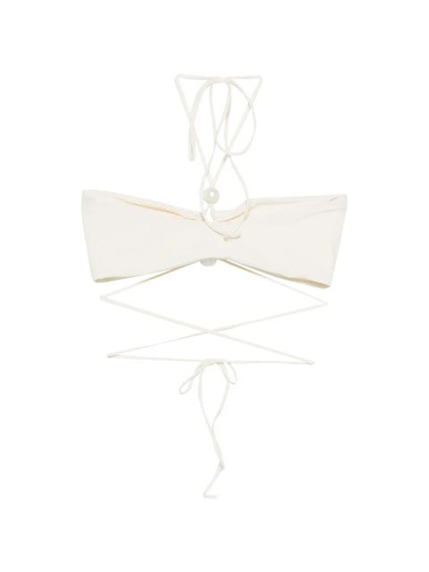 Magda Butrym pearl-embellished tie bikini top - Neutrals - zdjęcie produktu nr 2