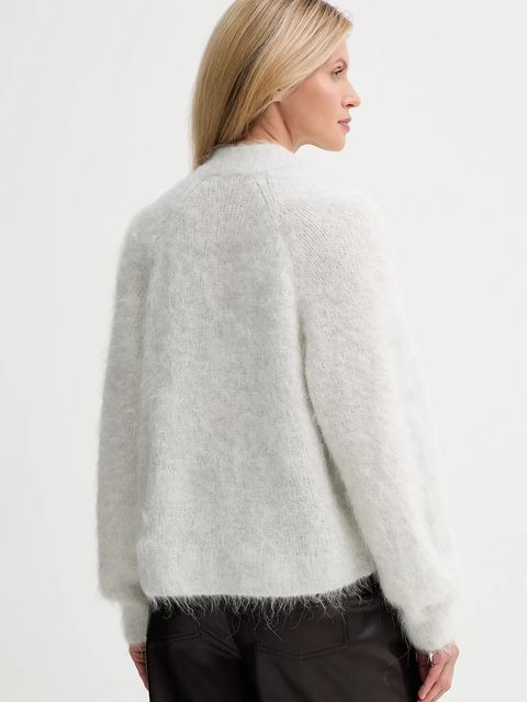 American Vintage kardigan z dodatkiem alpaki damski kolor szary lekki NIB19A