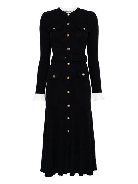 Self-Portrait button-detailed ribbed-knit maxi dress - Blue - zdjęcie produktu nr 1