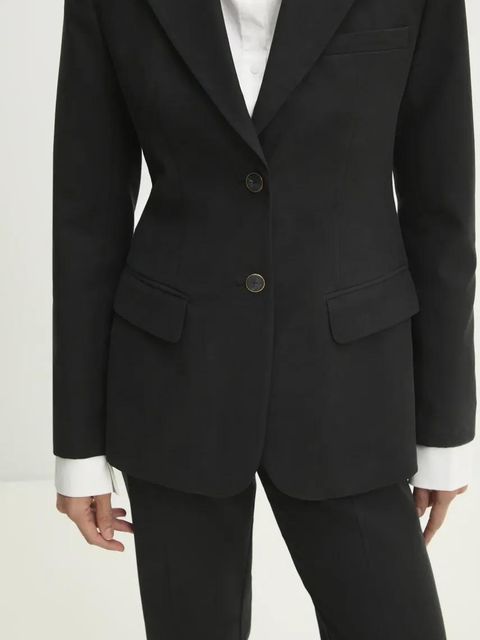 Answear.LAB marynarka taliowana z chustą kolor czarny jednorzędowa gładka