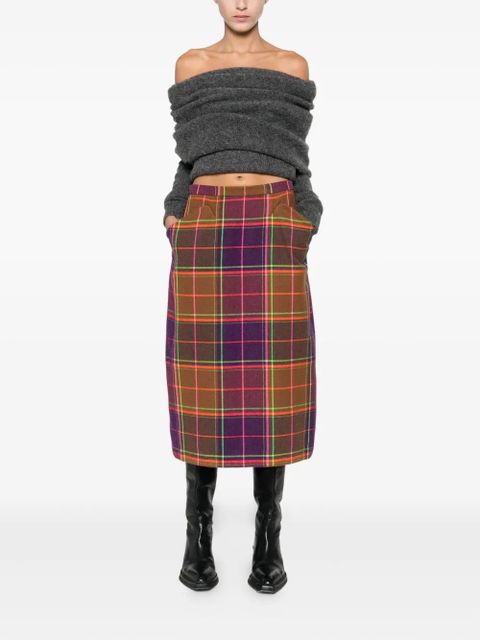 Anna Sui plaid-pattern midi skirt - Purple - zdjęcie produktu nr 2