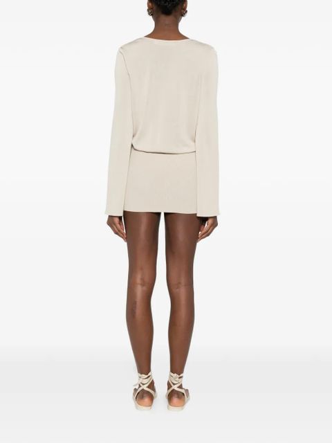 Aya Muse V-neck flared dress - Neutrals