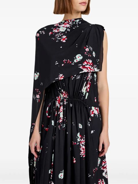 Proenza Schouler floral-print cape midi day dress - Black