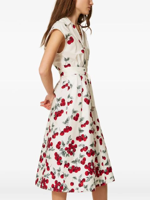 TWINSET cherry-print midi dress - Neutrals