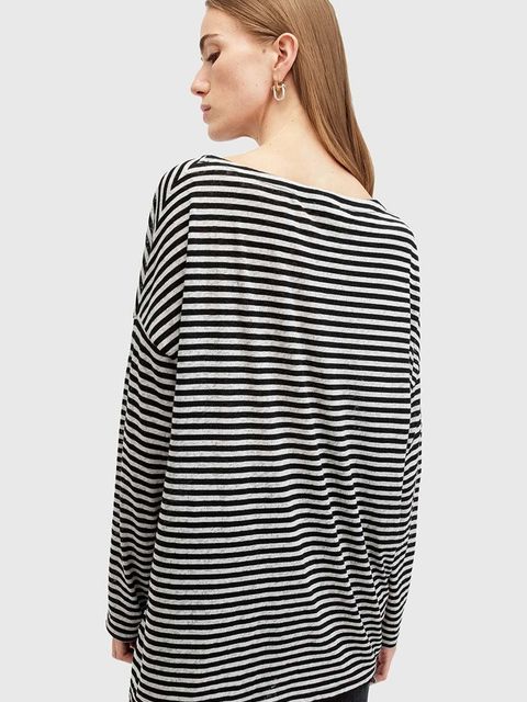AllSaints bluzka RITA STRIPE TEE damska kolor biały wzorzysta W003JY