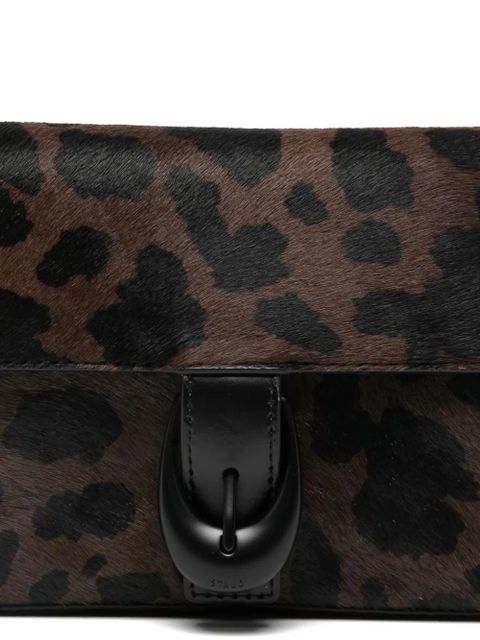 STAUD leopard-pattern buckle-detail shoulder bag - Brown