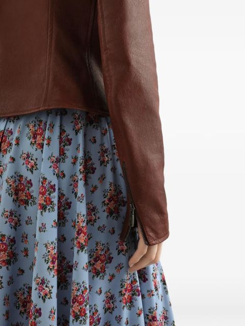 Dolce & Gabbana pocket zip-fastening leather jacket - Brown