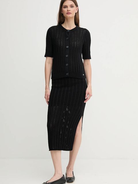 Dkny spódnica bawełniana kolor czarny midi ołówkowa DJ5R0682